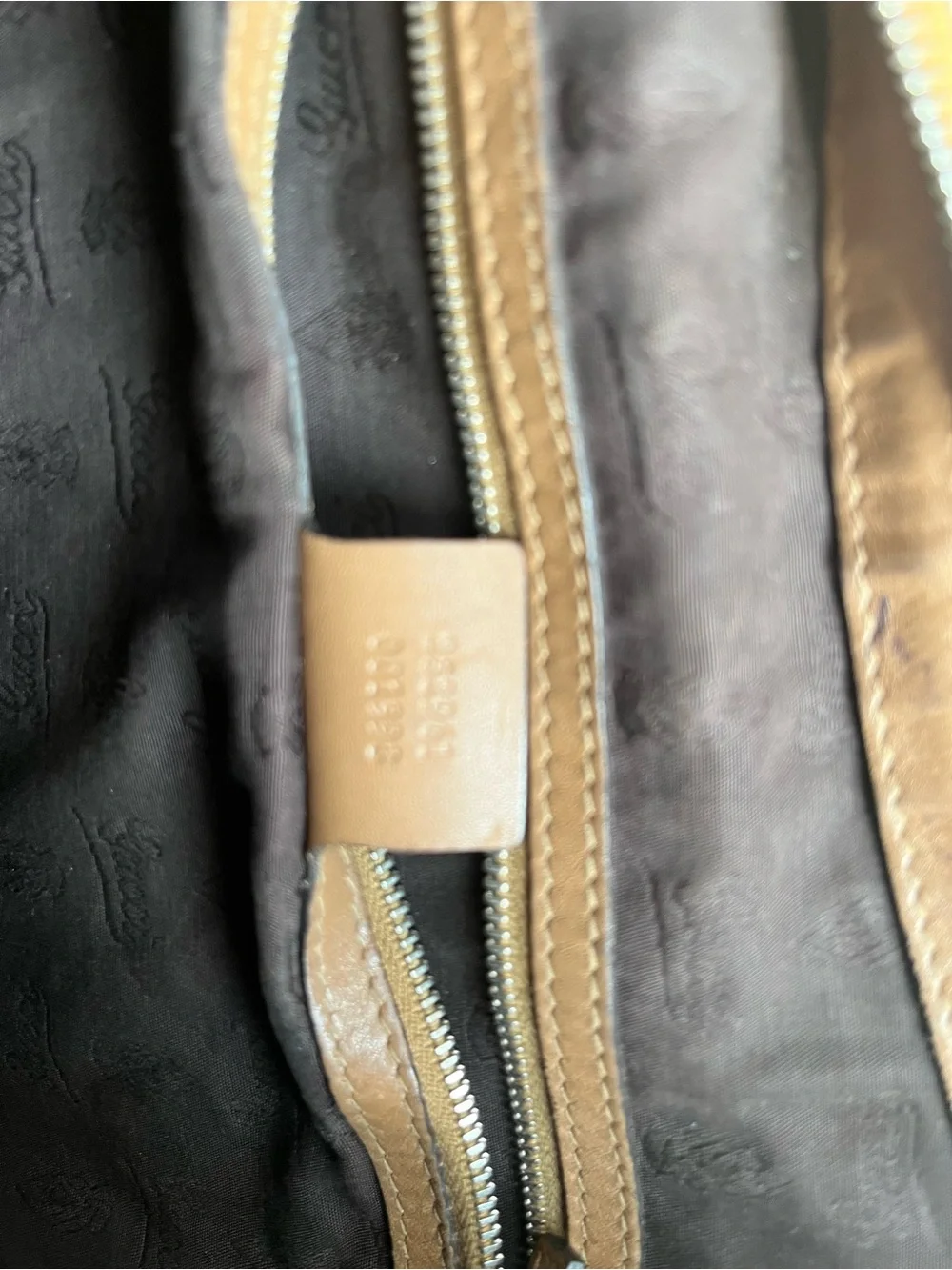 Gucci Guccisima Tan Beige Embossed Leather One Strap Hobo Purse Silver Hardware
